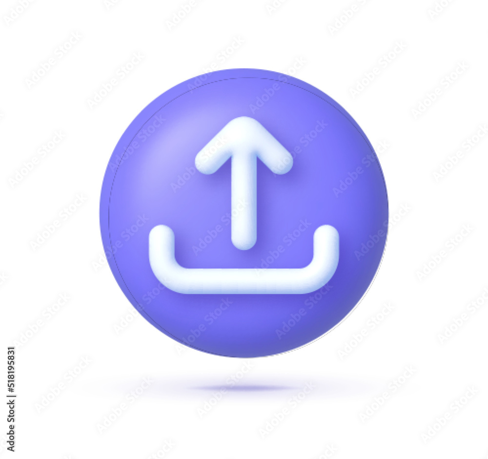 Poster realistic upload for mobile app design. isolated background. data storage. cloud storage icon. vecto