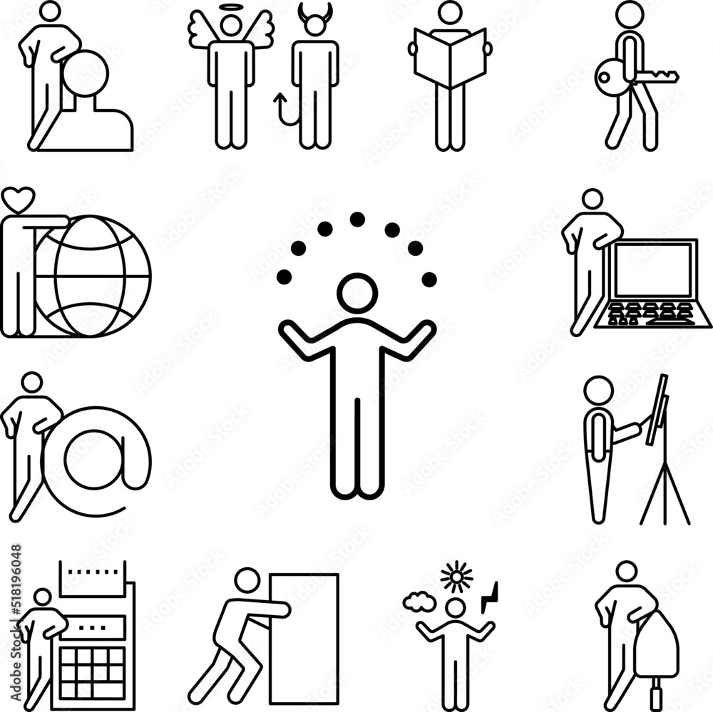 Poster acrobat icon in a collection with other items