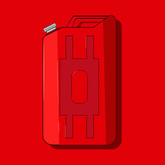 Red metallic jerrycan with free space for design on red background.