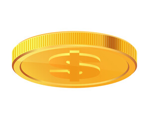 Golden money. Rotating gold coin.