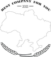 country state stamp, Ukraine, logo for Ukrainian brand,wheat, map, nature