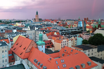 Wroclaw- Wlodkowica, architektura, europa, panorama, dach, krajobraz miasta, miejski