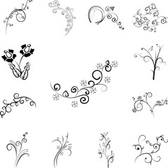 decorative flowers, hand draw icon in a collection with other items