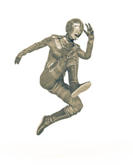 space runner girl is jumping in action comic