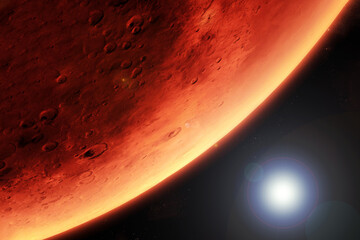 Red moon, on a dark background. Elements of this image furnished by NASA