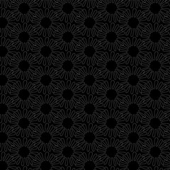 Zen art doodle ornate abstract background. Hand drawn white on black flowers. Creative floral zenart monochrome texture. Random repeat chaotic zentangle surface design. Vector eps illustration