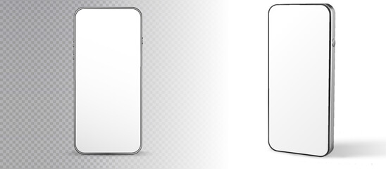 Phone call blank display template for UI UX preview. Different angels view. Modern business design isolated on white background. Telephone rotated positions design.