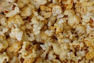 brown yellow natural texture from a pile of fried popcorn
