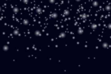 silver glowing sparkling lights on a dark blue background, card, background, invitation	