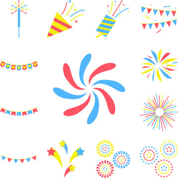 fireworks colored icon in a collection with other items