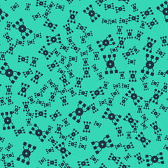 Black Neural network icon isolated seamless pattern on green background. Artificial intelligence AI. Vector