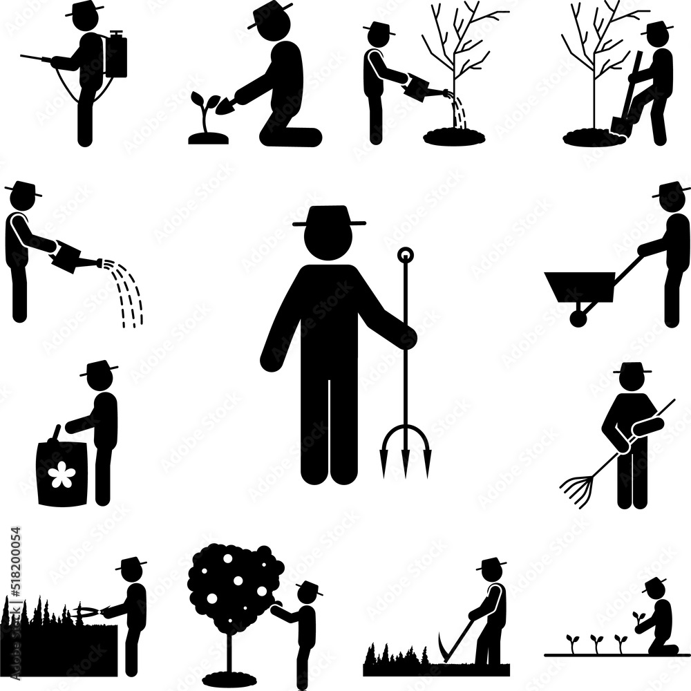 Poster man man with pitchforks icon in a collection with other items