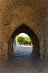 Fototapeta na wymiar ancient stone arch of the royal monastery of Las Huelgas in Burgos