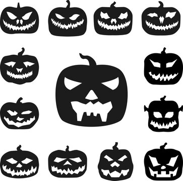 pumpkin halloween silhouette icon in a collection with other items