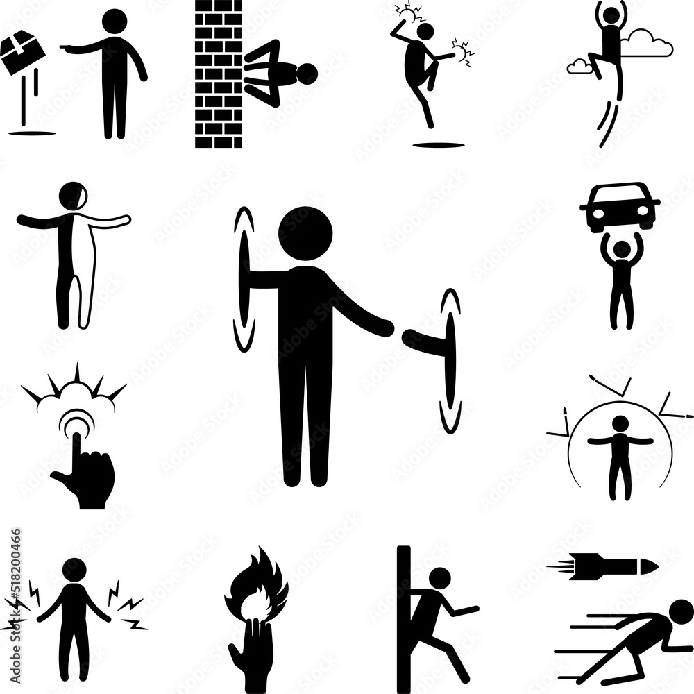 Poster phantom man icon in a collection with other items