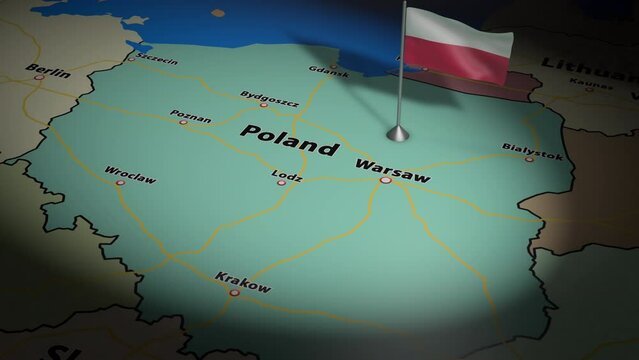 Poland map with flag Animation 3D
