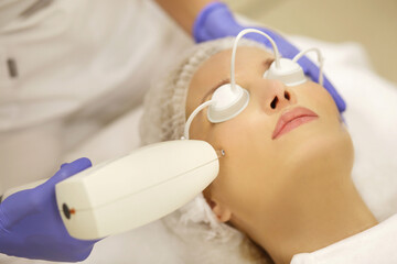 Naklejka premium Photorejuvenation,Cosmetic Laser Dermatology ,dermatologist offices,laser technology.