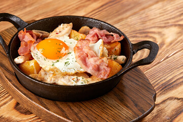 Add to Likebox.English breakfast with bacon, sausage, fried egg