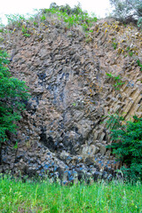 stones thrown characteristic basaltic rocks (of volcanic origin) on the Via Francigena bolsena italy - obrazy, fototapety, plakaty