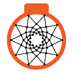 Fototapeta premium Basketball basket, hoop and net on top. 3x3 Basketball sport equipment. Summer games.