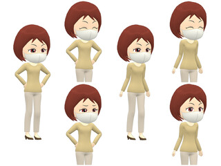 Obraz premium [Angry A] Woman knitwear bob haircut oblique angle