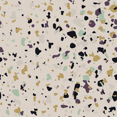 Terrazzo seamless pattern. Vector seamless pattern with pebbles and stone. Pattern ideal for wrapping paper, wallpaper, terrazzo flooring