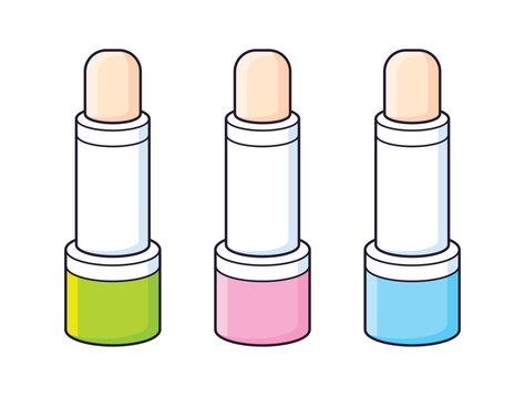 Hygienic lip balm stick lipstick or chapstick isolated vector set