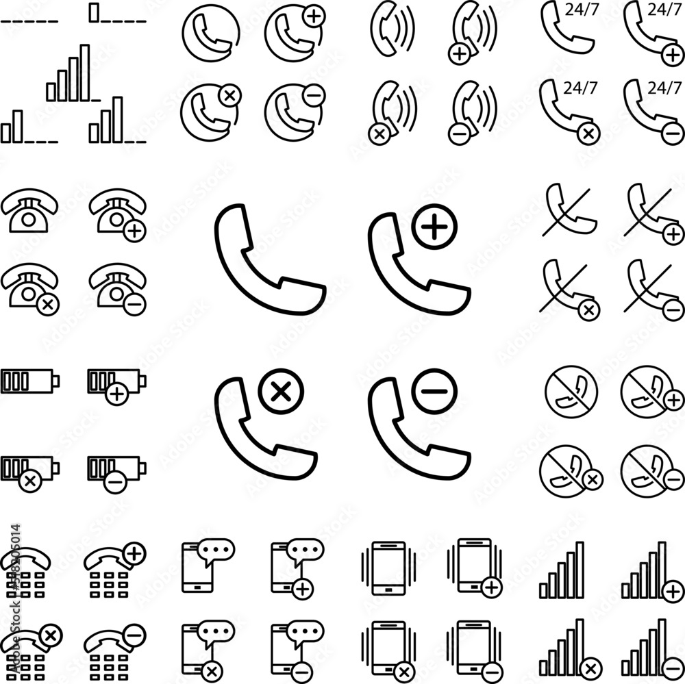 Poster set of handset icon in a collection with other items