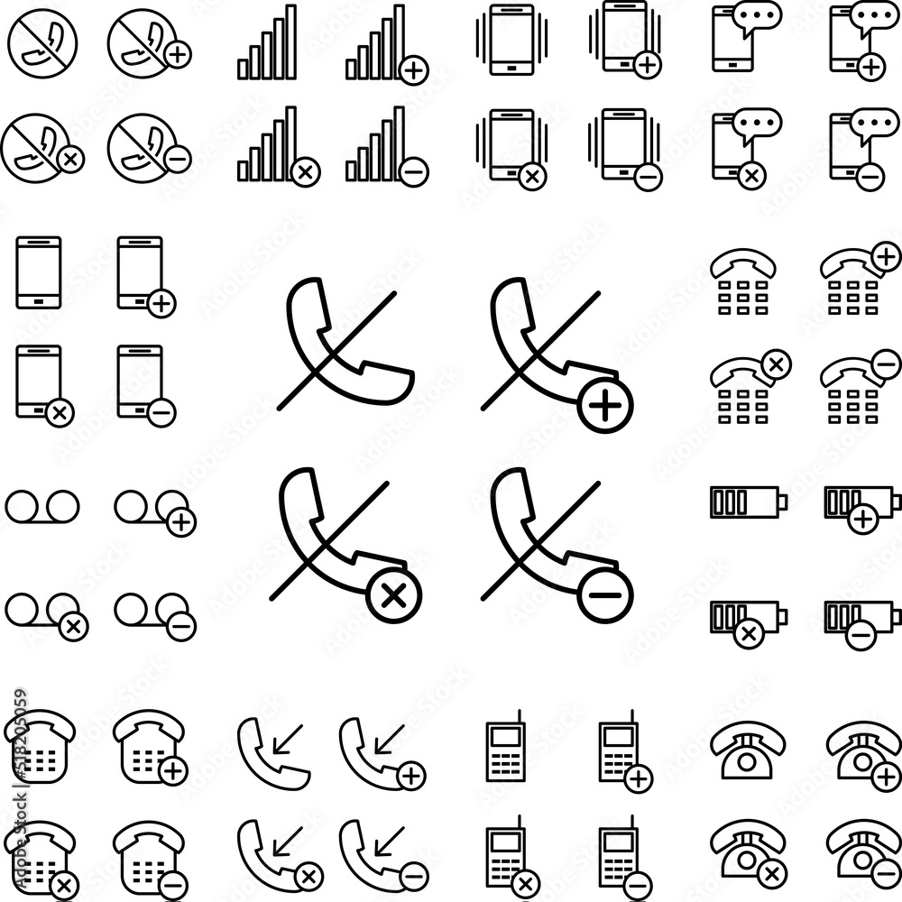 Poster set of no call tube icon in a collection with other items