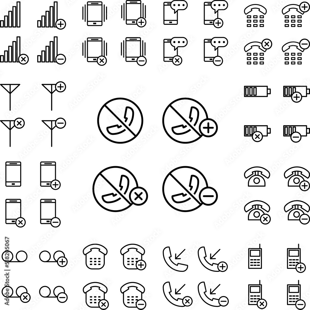 Poster set of no call tube icon in a collection with other items