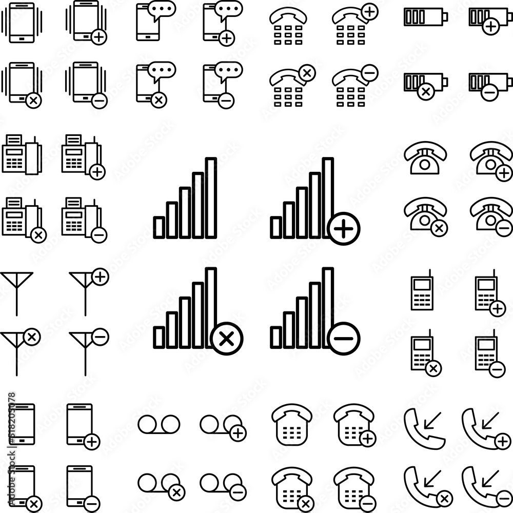 Poster set of signal icon in a collection with other items