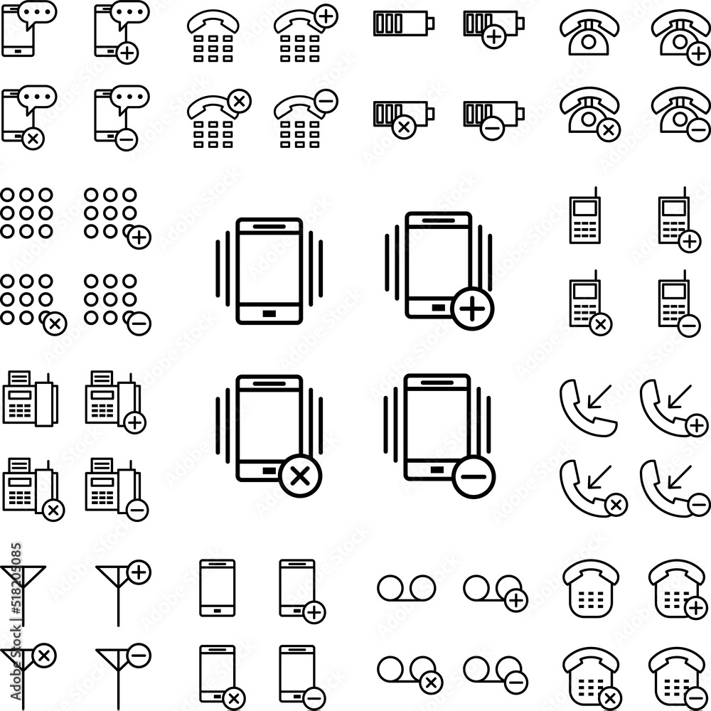 Poster set of vibration smartphone icon in a collection with other items