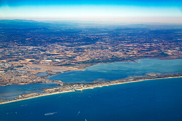 mer méditerrannée montpellier sete beziers languedox vu d'avion