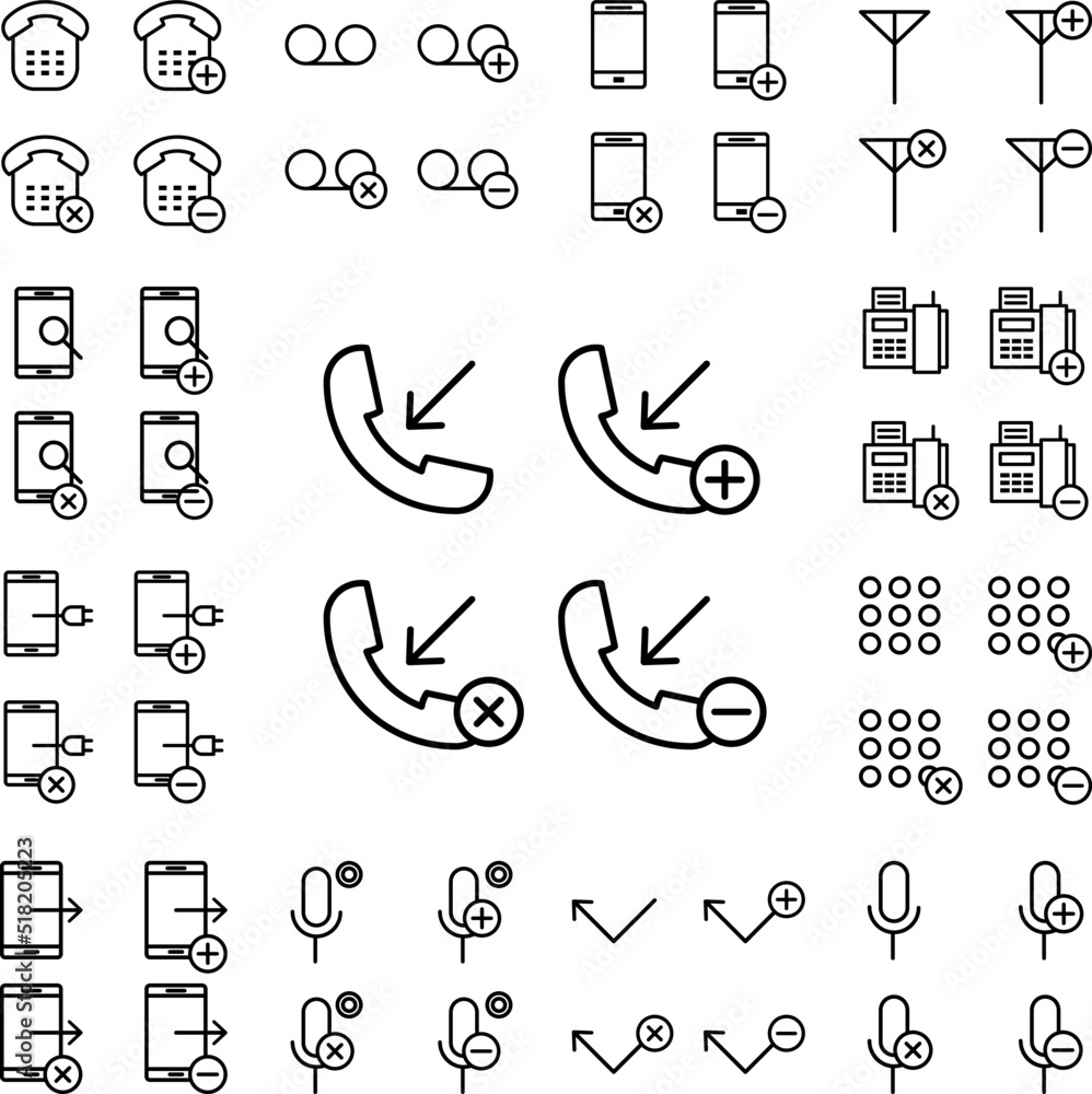 Poster set of incoming call icon in a collection with other items