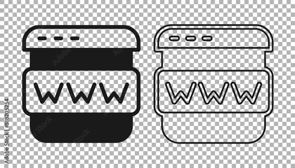 Poster black browser window icon isolated on transparent background. vector