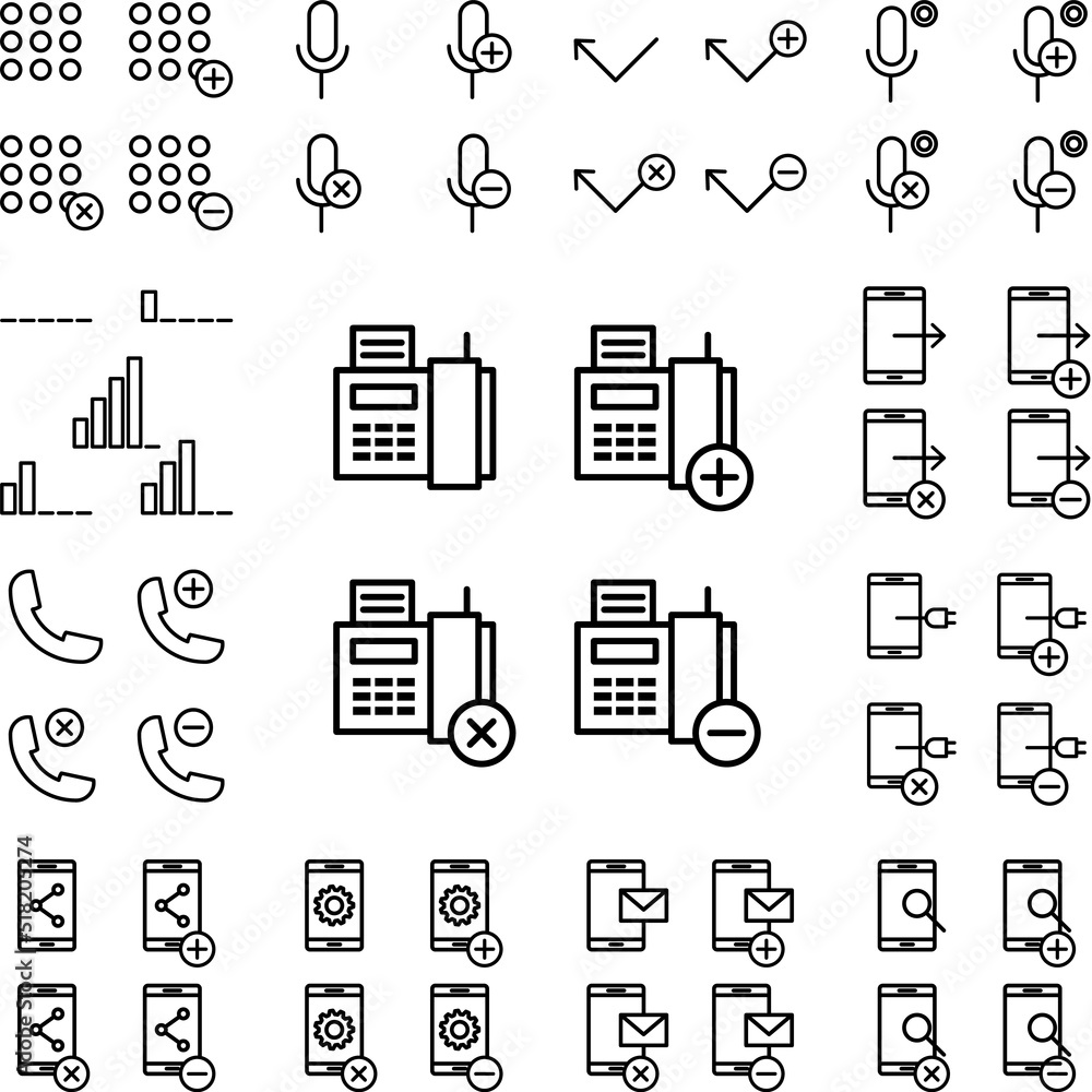 Poster set of fax icon in a collection with other items