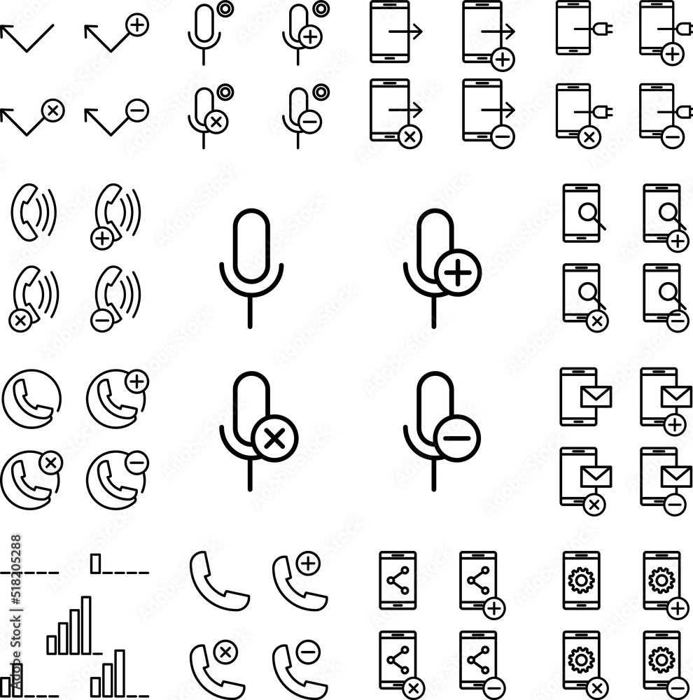 Poster set of microphone icon in a collection with other items