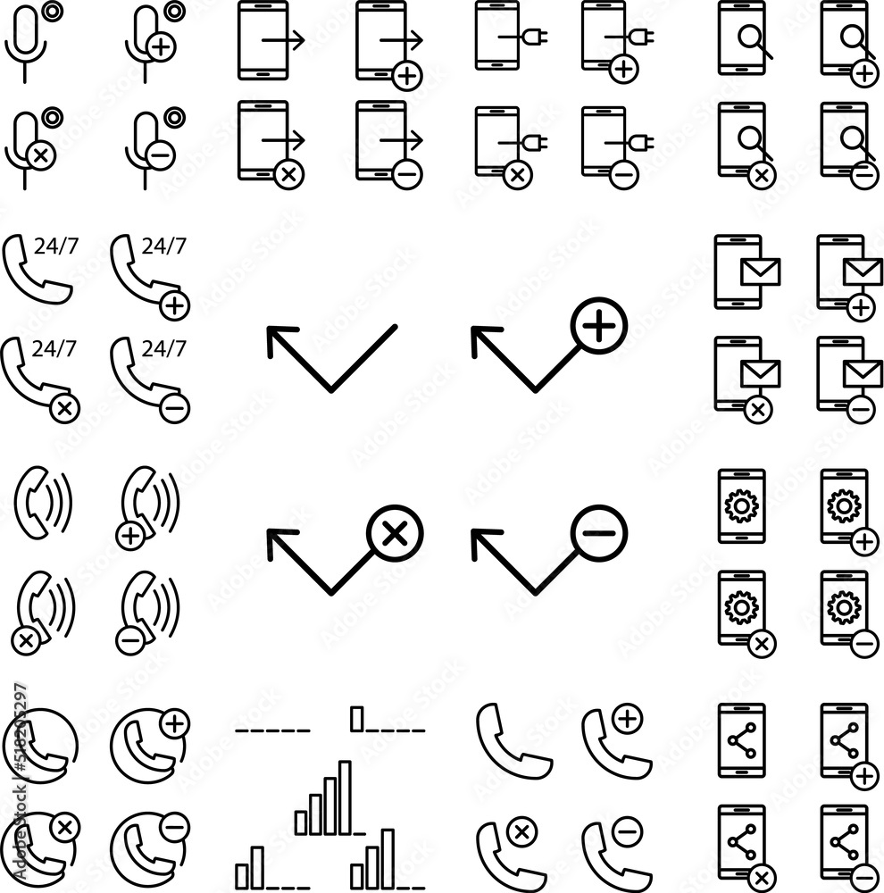 Poster set of outgoing calls icon in a collection with other items