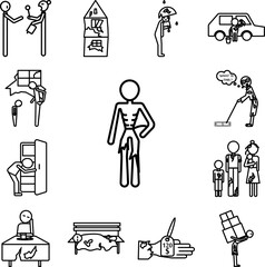 Poor man weak icon in a collection with other items