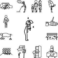 Fototapeta premium Poor man rain icon in a collection with other items