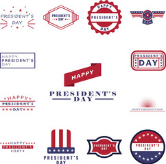 Happy President's day 2 colored icon in a collection with other items