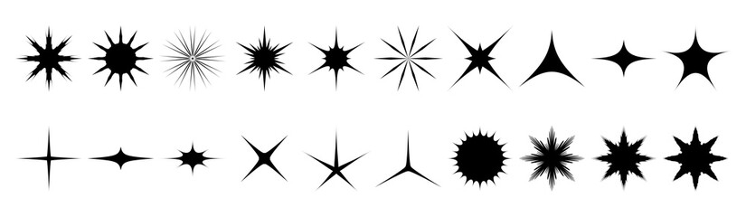 Star icon collection black silhouette isolated on white background for element  