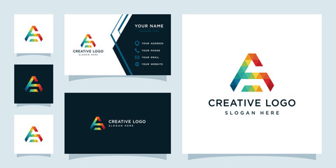 Vector graphics of initials A colorful geometry logo design template