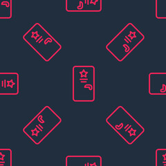 Red line Backstage icon isolated seamless pattern on black background. Door with a star sign. Dressing up for celebrities. Vector