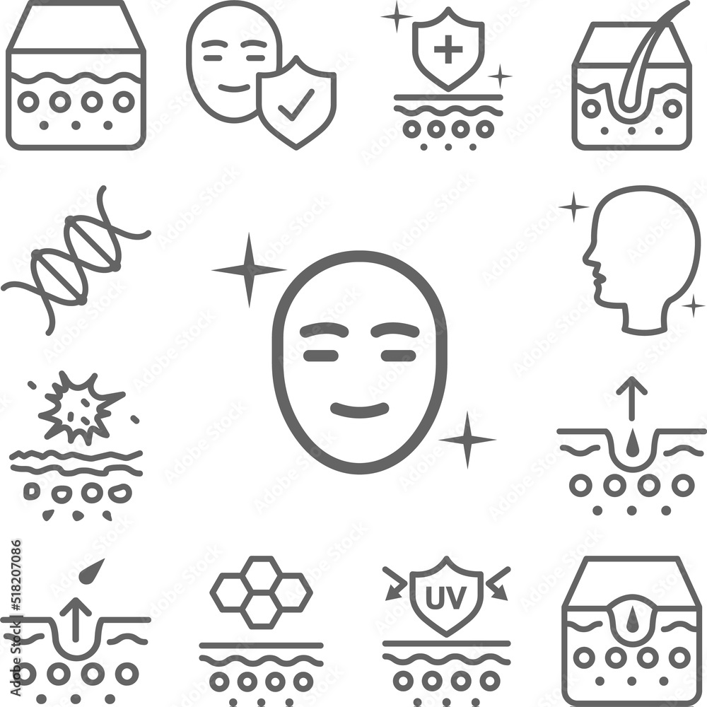 Poster clean, face icon in a collection with other items