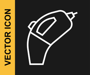 White line Portable vacuum cleaner icon isolated on black background. Vector