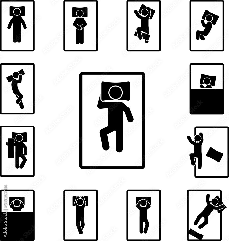 Poster man sleep on back icon in a collection with other items