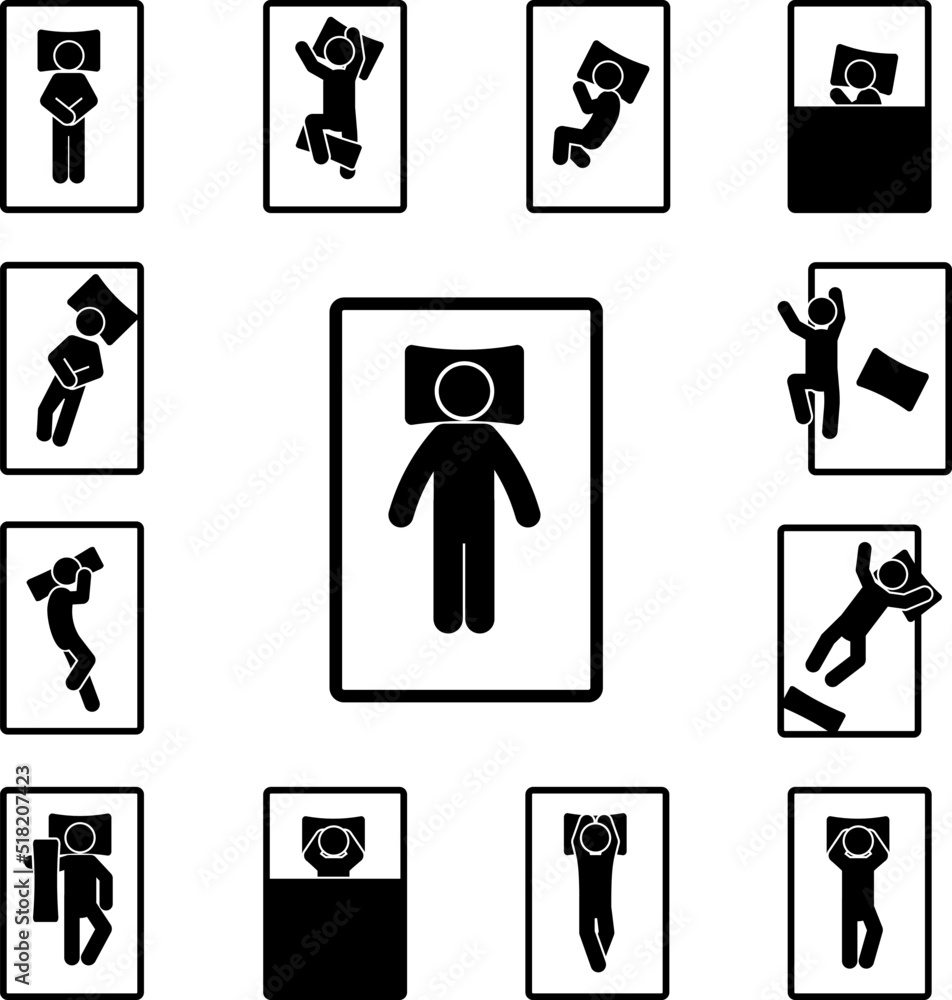 Poster man sleep on back icon in a collection with other items