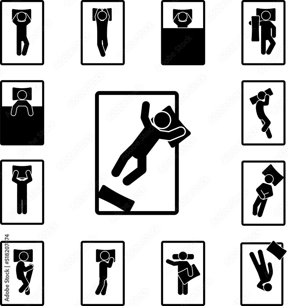 Poster man sleep on back icon in a collection with other items