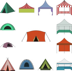 tent color icon in a collection with other items